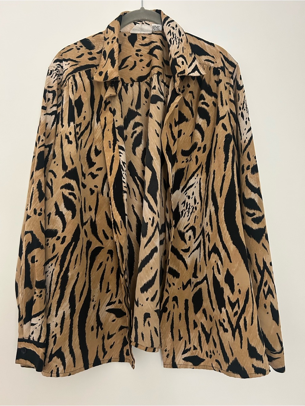 Animal Print Button-Up Shirt - Tan & Black